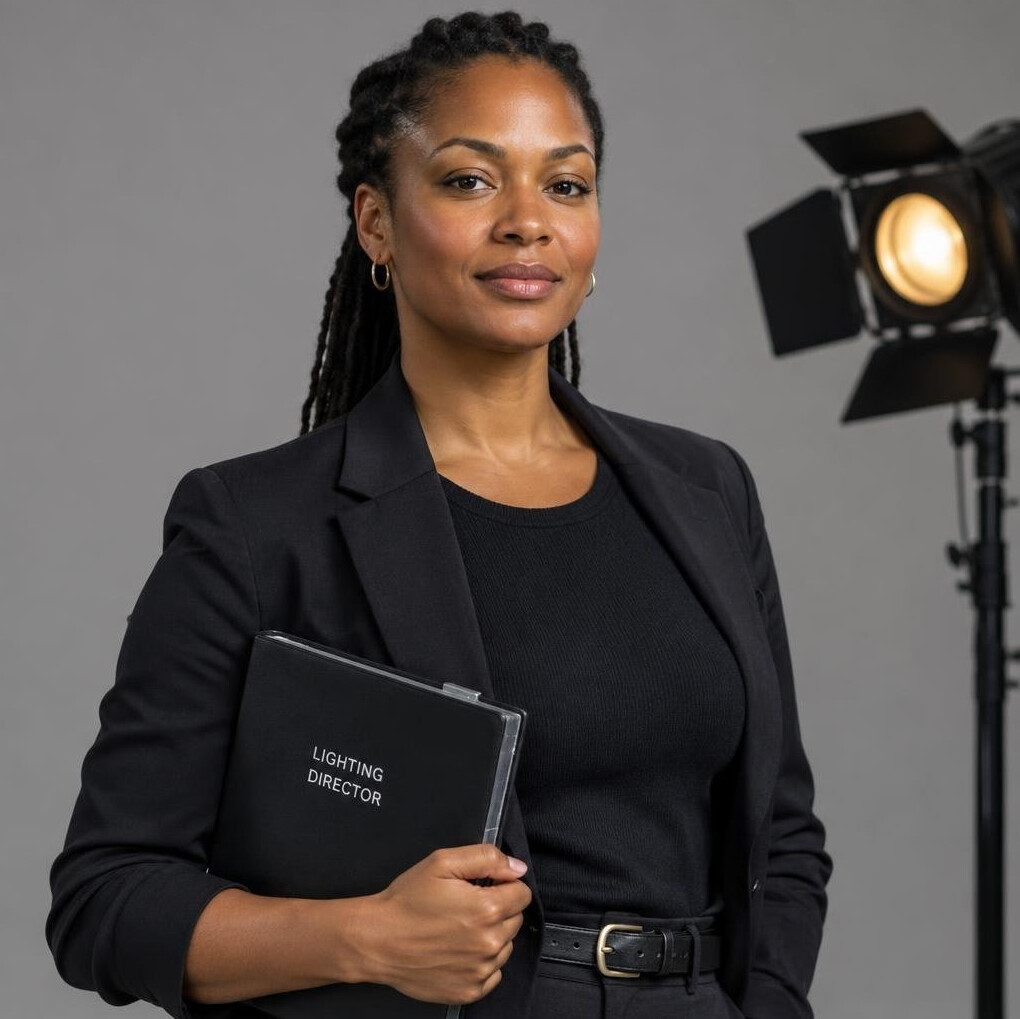 Studio portrait of a Black woman lighting director