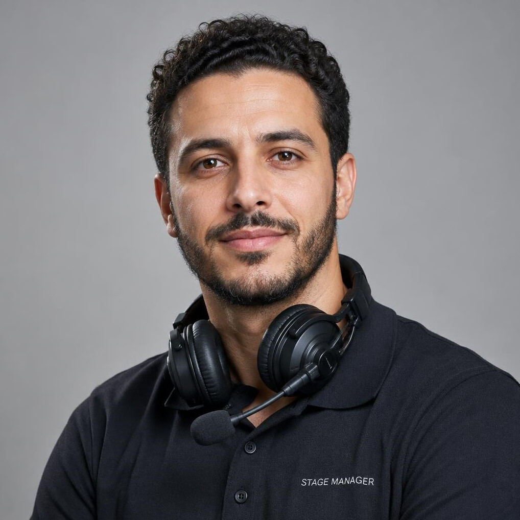 Studio portrait of a stage manager man